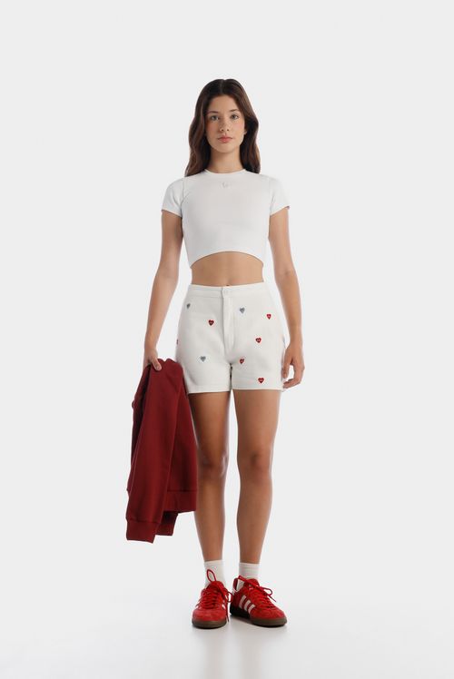 Camiseta Crop Blanco Ícono