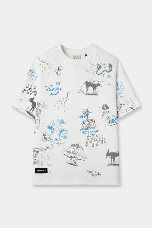Camiseta Oversize Marfil Ilustración
