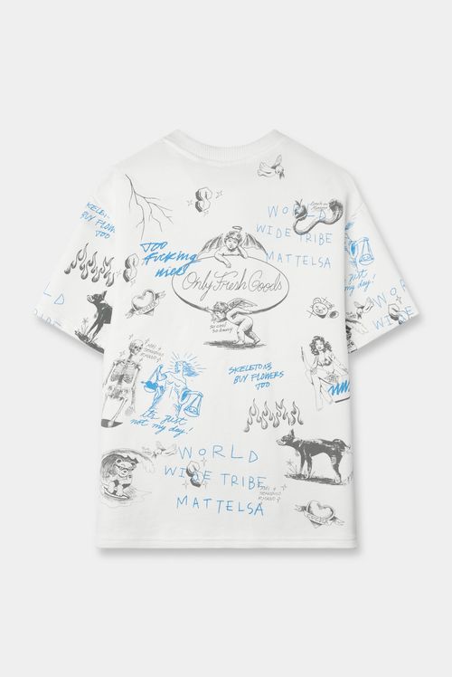Camiseta Oversize Marfil Ilustración