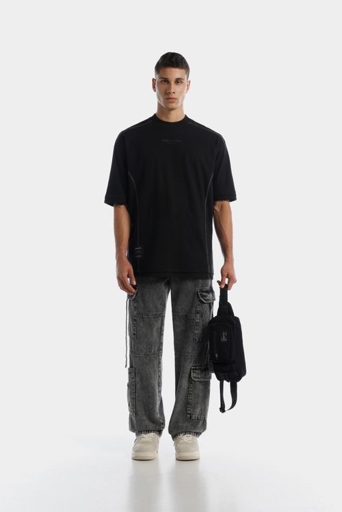 Camiseta Oversize Negro Texto