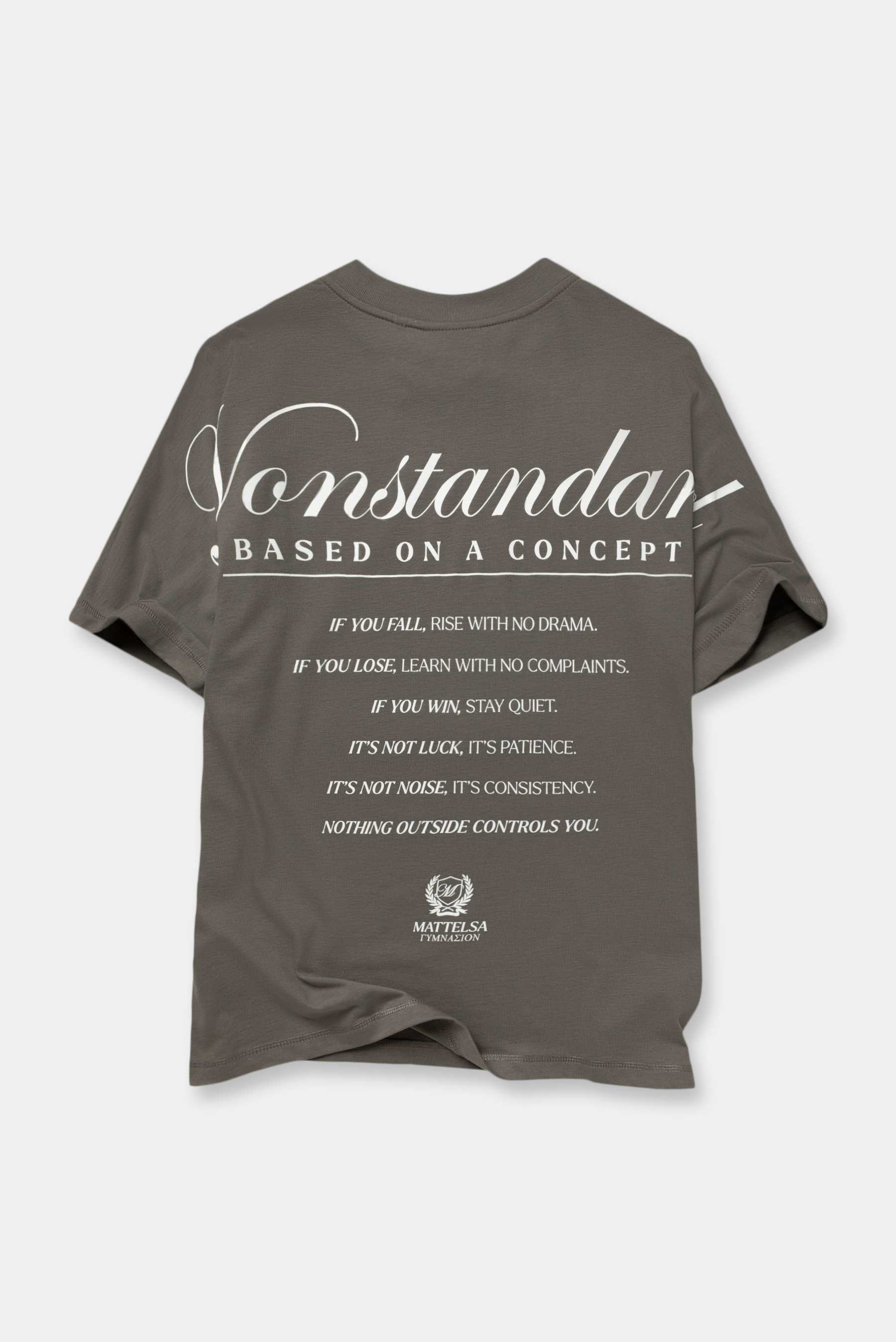 Camiseta Credito Mattelsa Camiseta Oversize Gris Texto Camisetas