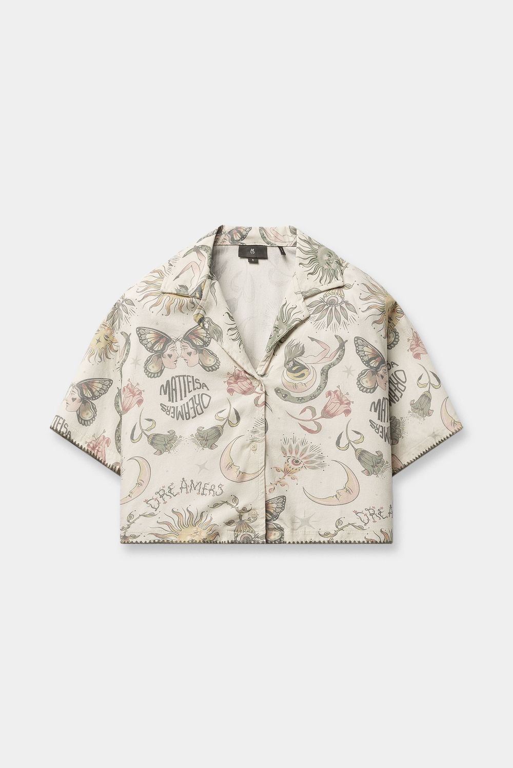 Camisa Manga Corta Marfil Miniprint