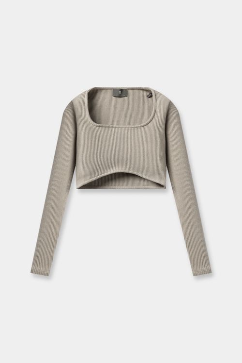 Top Manga Larga Gris Básico