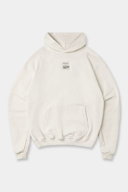 Buzo Hoodie Marfil Texto