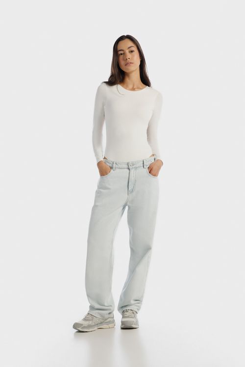 Body Manga Larga Marfil Básico