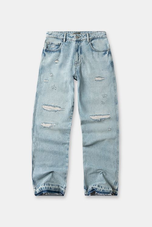 Jeans Loose Fit Azul Medio Destroyed