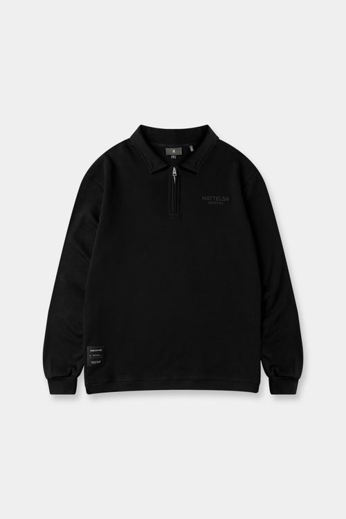 Buzo Pullover Con Cierre Negro Texto