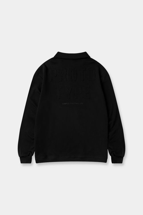 Buzo Pullover Con Cierre Negro Texto