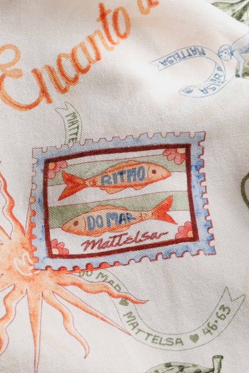 Camisa Manga Corta Marfil Miniprint