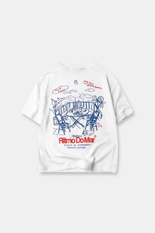 Camiseta Oversize Blanco Ilustración