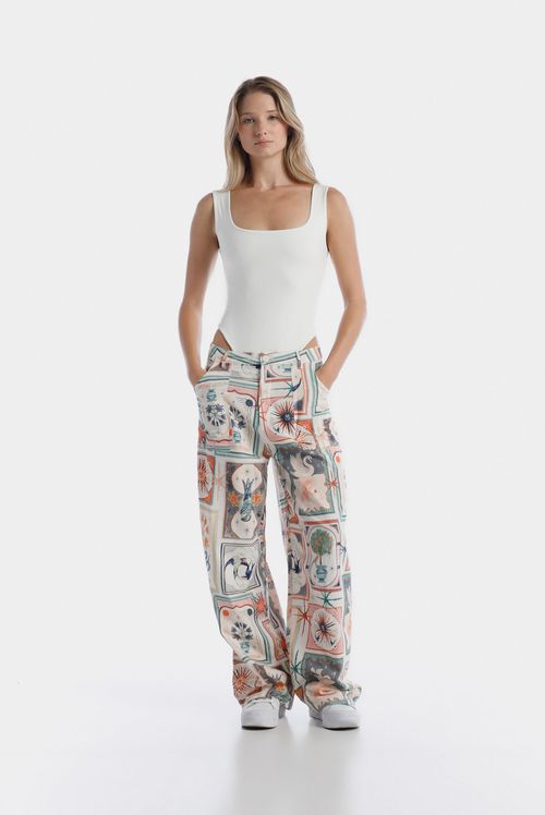 Pantalón Beige Miniprint