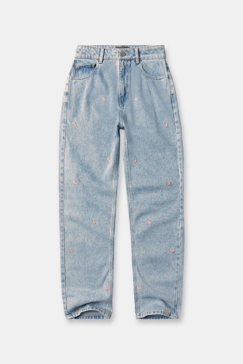 Jeans Mom Tiro Alto Azul Claro Miniprint