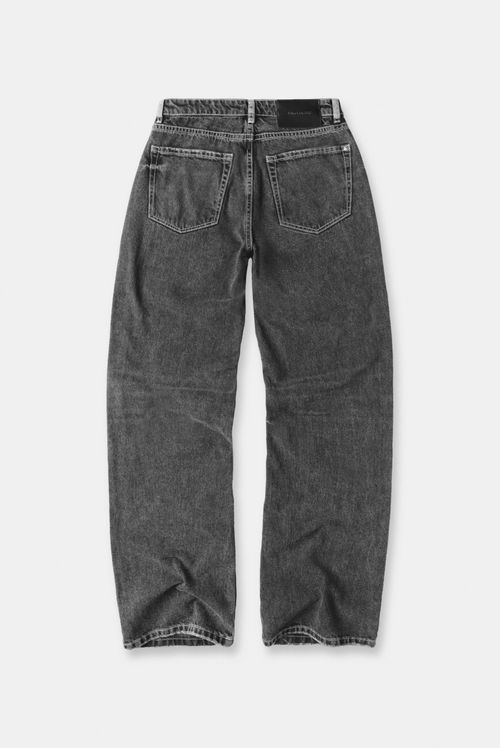 Jean Straight Tiro Alto Gris Texto