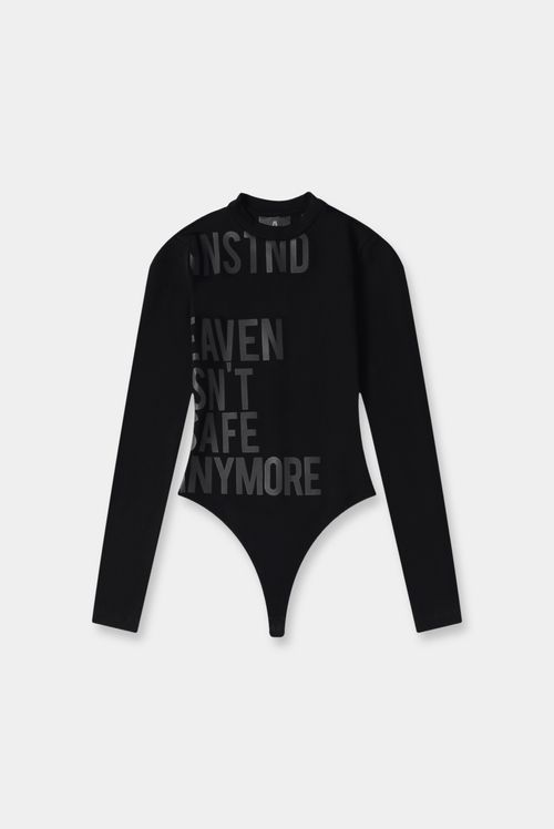 Body Manga Larga Negro Texto