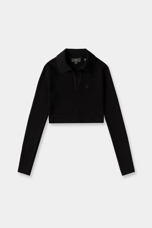 Polo Manga Larga Negro Ícono