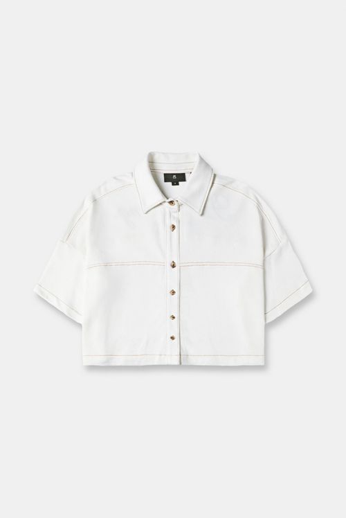 Camisa Manga Corta Marfil Texto