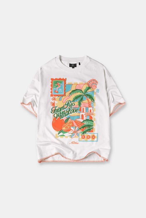 Camiseta Oversize Marfil Ilustración