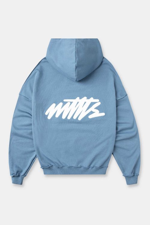 Buzo Hoodie Oversize Azul Texto