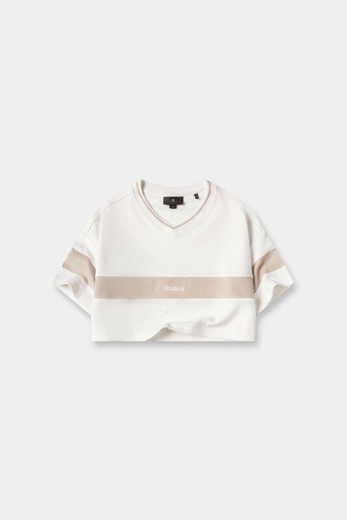 Camiseta Crop Marfil Texto