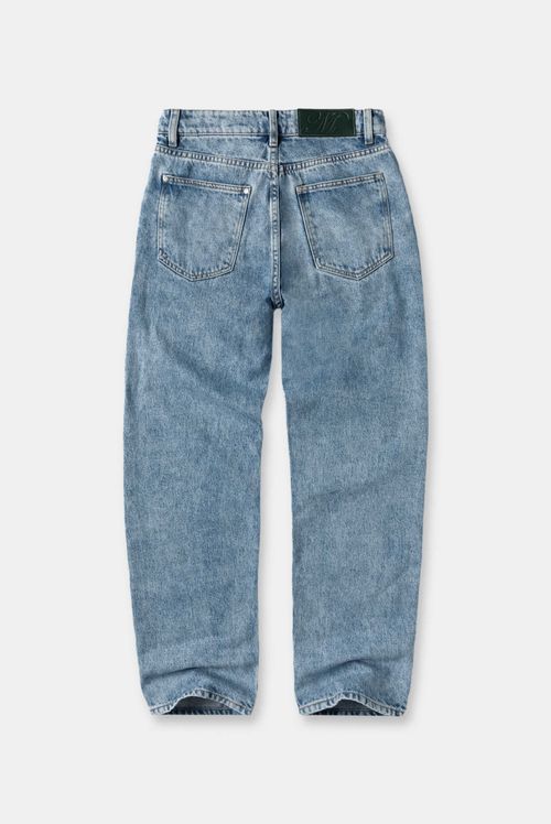 Jeans Mom Tiro Alto Azul Claro Apliques