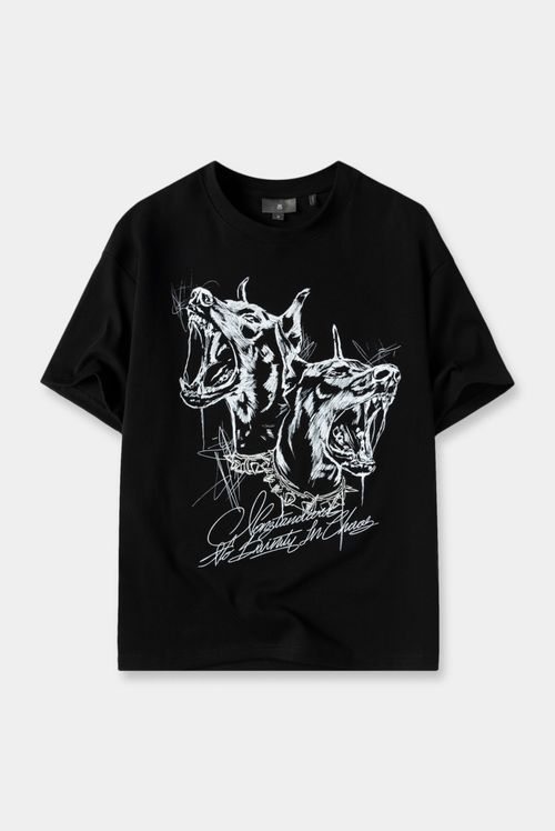 Camiseta Oversize Negro Ilustración