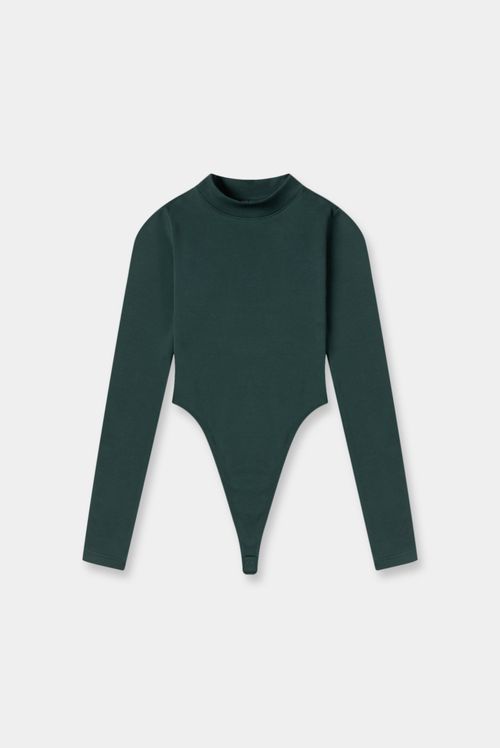 Body Manga Larga Verde Básico