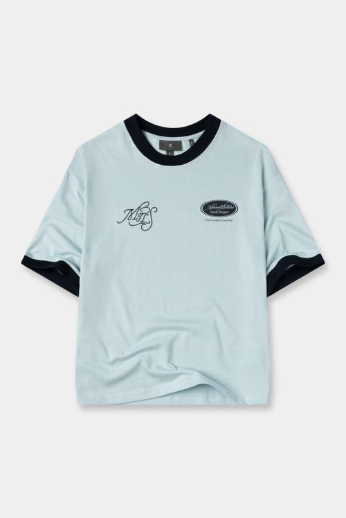 Camiseta Box Fit Azul Texto