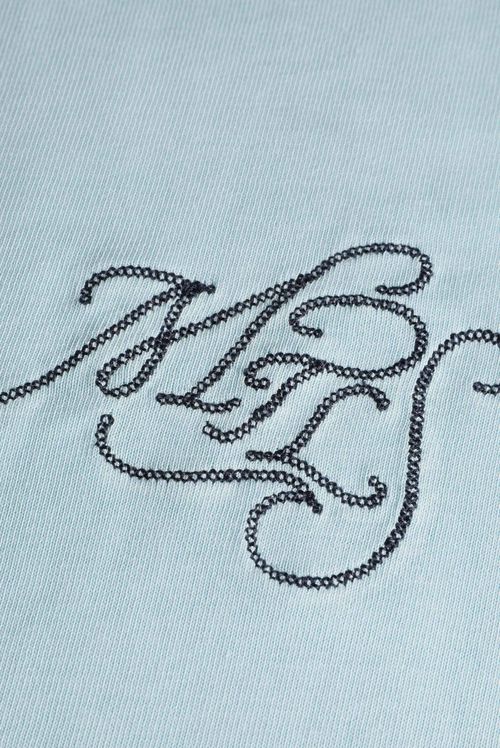 Camiseta Box Fit Azul Texto