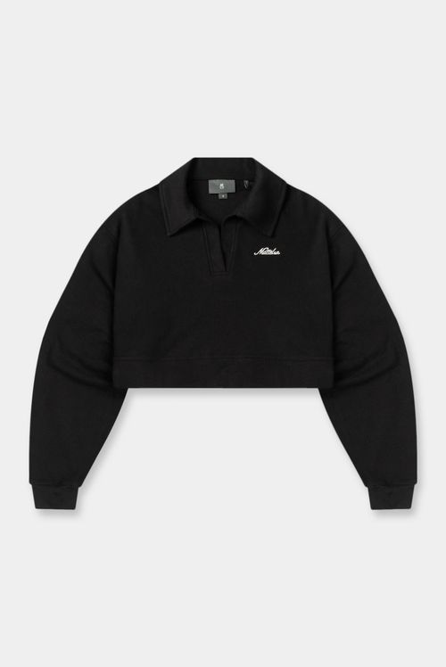 Polo Manga Larga Negro Texto