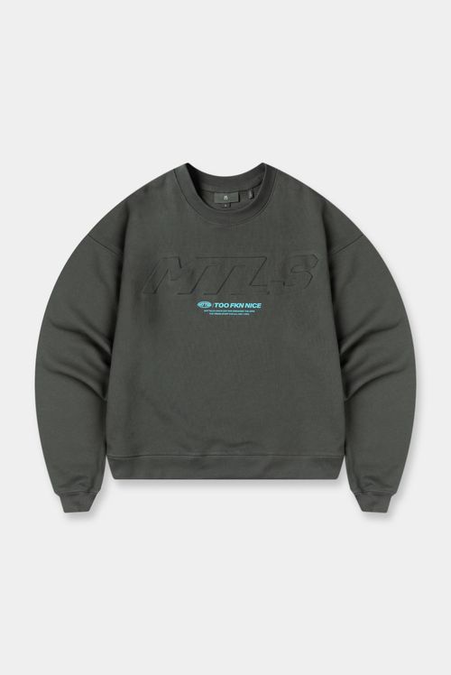 Buzo Pullover Oversize Gris Texto