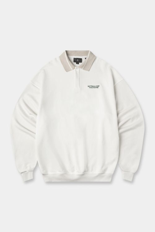 Buzo Pullover Oversize Marfil Texto