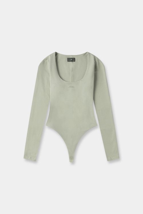 Body Manga Larga Verde Texto