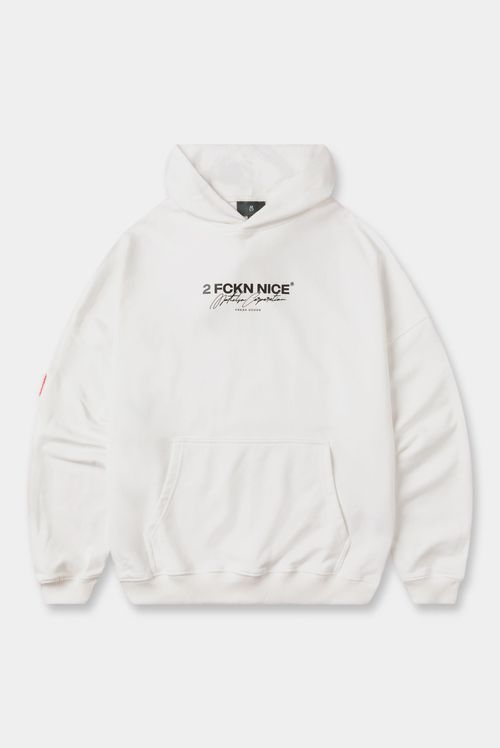 Buzo Hoodie Oversize Marfil Texto