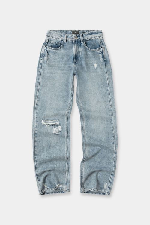 Jean Straight Tiro Medio Azul Claro Básico