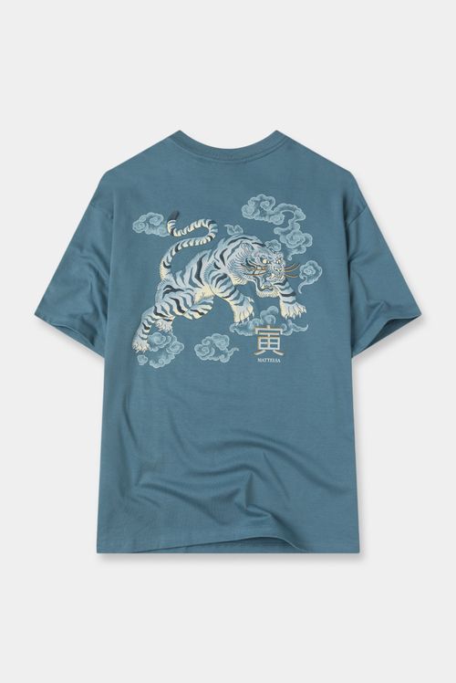 Camiseta Oversize Azul Ilustración