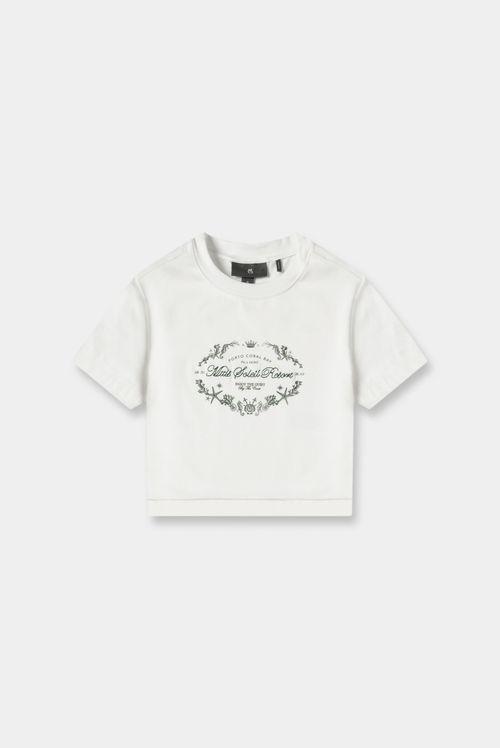 Camiseta Crop Marfil Texto