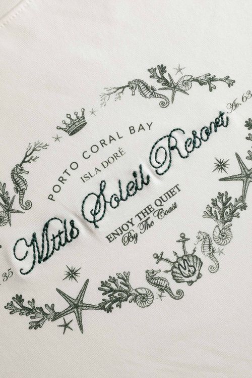 Camiseta Crop Marfil Texto